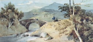 Paisaje chino con puente